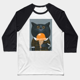 Cat With Pumpkin Ice Cream Baseball T-Shirt